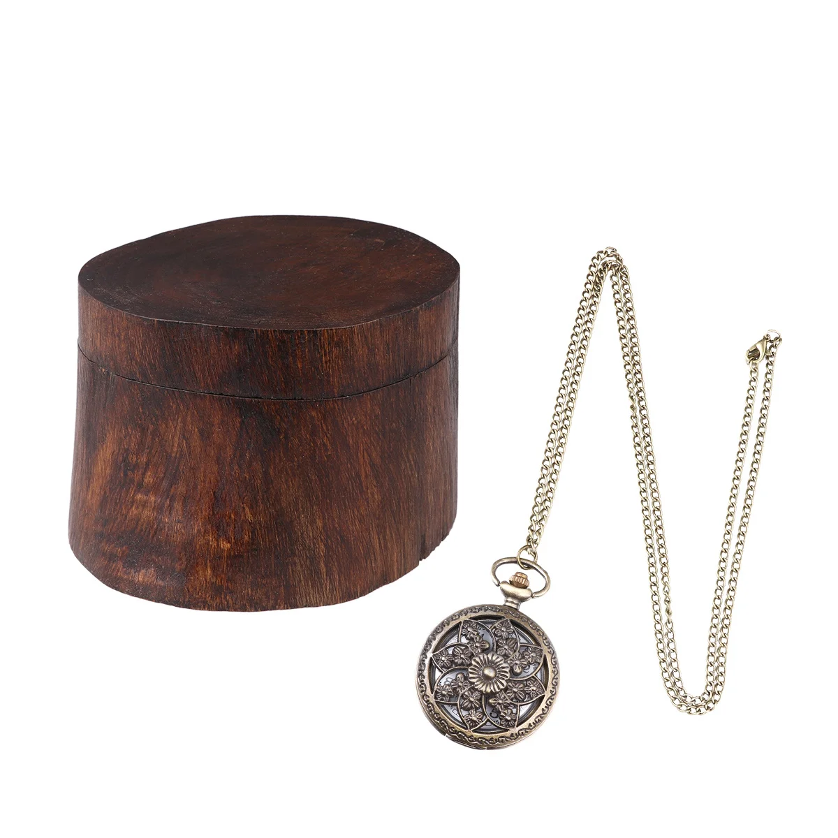 

Retro Round Wooden Jewelry Storage Box Vintage Organizer For Bracelets Earrings Small Items 10-11Cm Diameter 7Cm Height ()