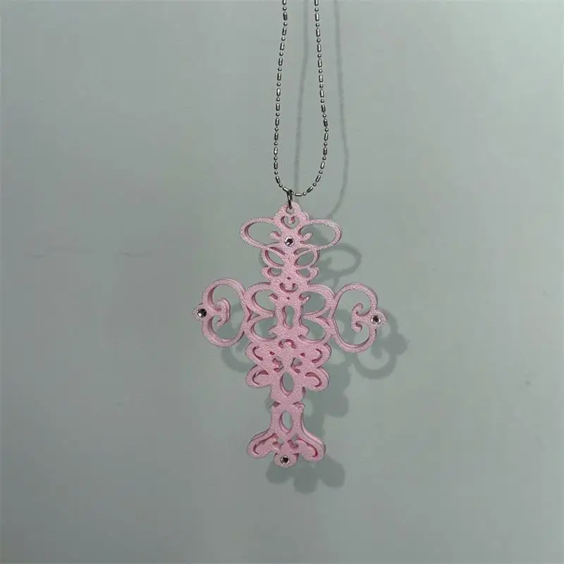 Y2k Hohlkreuz-Kartenhalter-Halskette, mintgrünes Perlenband, Gothic Harajuku Trendy Accessoire für den täglichen Look von Mädchen – Detail 14