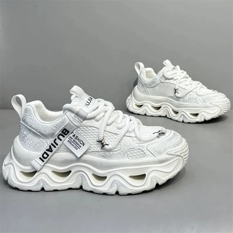 

Men's Summer Breathable Comfortable Sports Casual Thick Bottom Dad Shoes Fashionable Low Cut Slip-On Running Shoes Rubber Sole