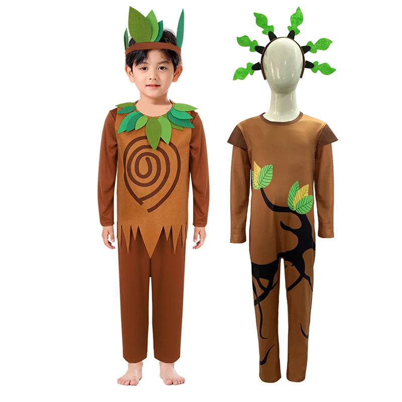 Unisex Boys Groot Tree Man Costume Funny Forest Creature Kids Tree Ent Fancy Dress Halloween Costume