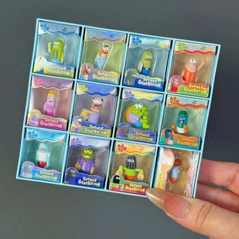 Original SpongeBob Bikini Bottom Bewohner Mini-Bean-Figur Blindbox Hintergrund-Fisch-Puppe Tischdekoration Anime Sammlerstück Geschenk – Detail 1