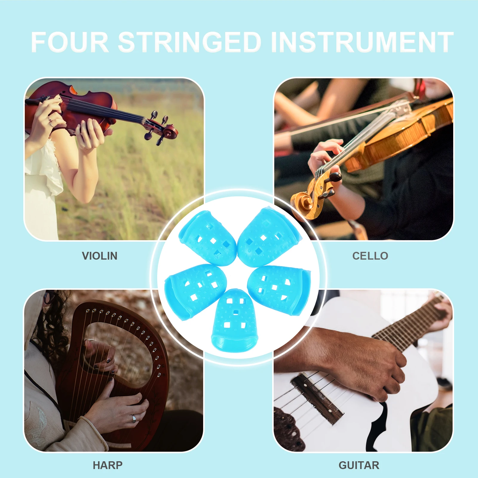 

25 Pcs Finger Protector Anti-slip Gel Covers Protection Sleeves Tip Protectors Silicone Banjo
