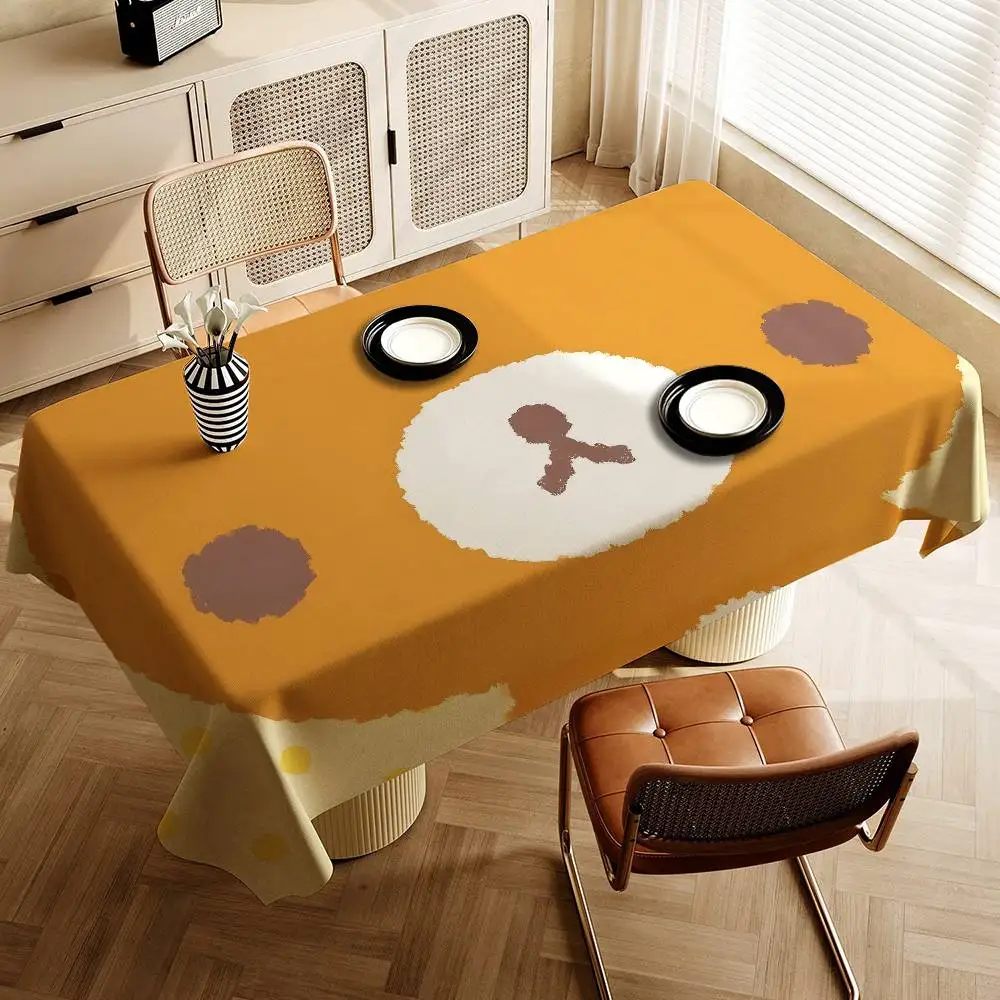 Cartoon Rilakkuma Kawaii Rectangular Tablecloths Washable Wedding Party Kitchen Dining Living Room Birthday Decoration Table