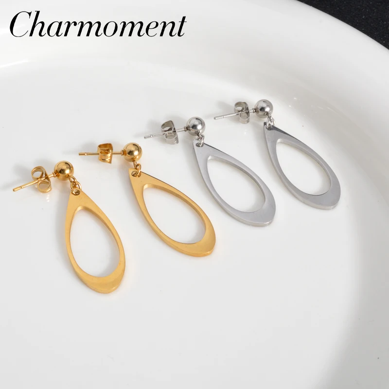 CHARMOMENT Ellipsoid Hanging Hoop Piercing Earrings Vintage Luxury Beauty Designer Jewelry punk Korean Fashion Festival Daily