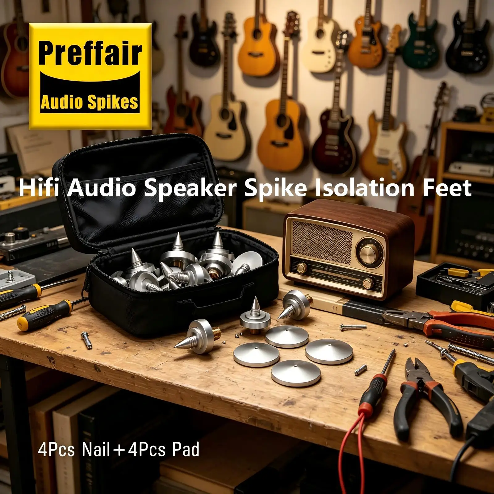 Preffair SP3547 Hifi Audio Speaker Spike Isolation Feet Brass Cone Turntable Amplifier Amp Cone Speaker Pad