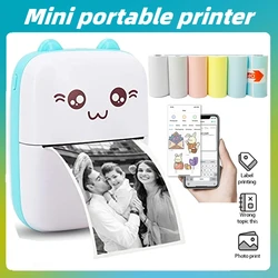 เครื่องพิมพ์ความร้อนแบบพกพา mini cat พิมพ์ภาพพ็อกเก็ตเครื่องพิมพ์ฉลากความร้อน 58 มม. การพิมพ์ไร้สาย Bluetooth Android iOS เครื่องพิมพ์