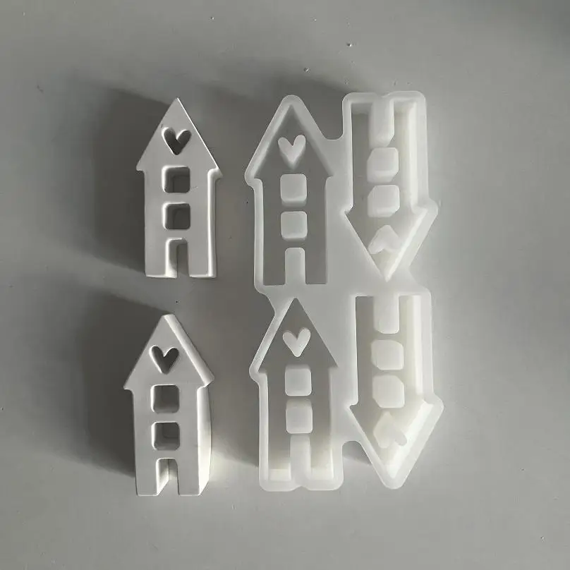 Mini House Silicone Ornament Mold 1Pc 3D House Insert Mould DIY Resin Gypsum Plaster Casting Home Decor Handmade Craft Tool