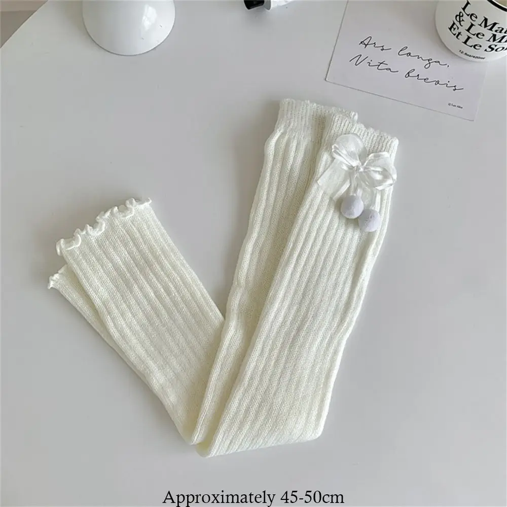 Sweet Warm Leg Warmer/Arm Cover Bow Tie Ballet Style Long Stockings Lolita Knitted Socks for Winter Autumn