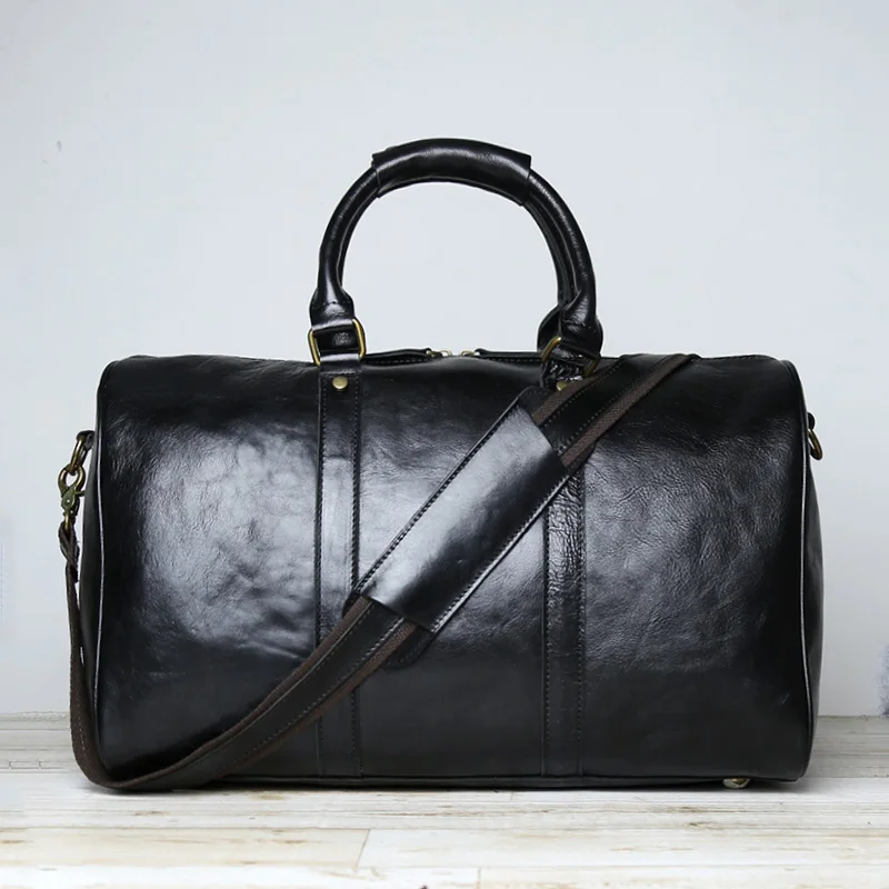 

Genuine Leather Travel Bag For Men Vintage Single Shoulder Handbag Large Luggage Layered Cowhide Crossbody Backpack For Men