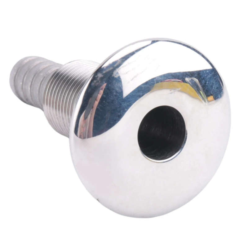 LICE-Marine Connector Hose Barb Stainless Steel Drain Pipe Tube Thru Hull Silver 316 Drain Joint Fitting For Boat Yacht 3/8