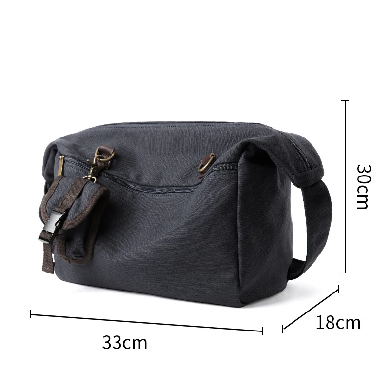 Leinwand Umhängetasche für Männer 14 Zoll Laptop Umhängetasche mit Reiß verschluss Retro Hobo Tasche für männliche Frau