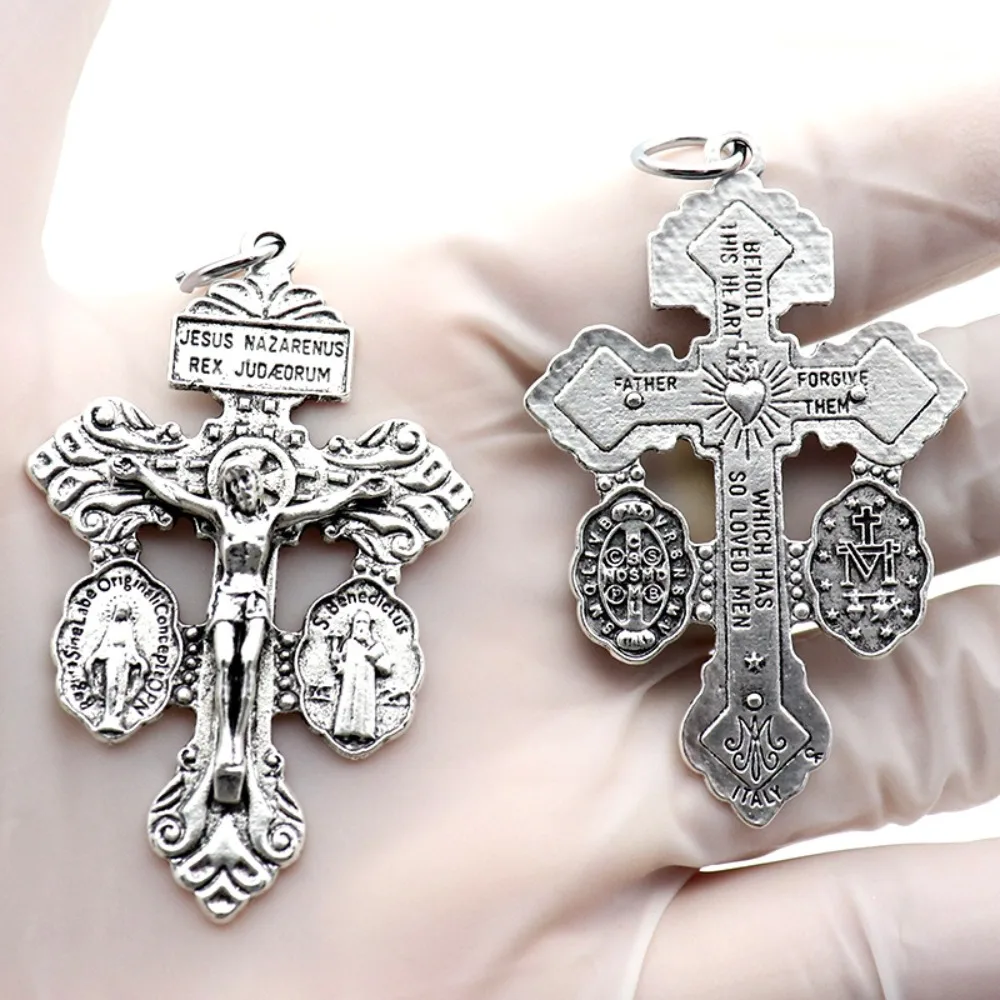 6Pcs Alloy Catholic Crucifix Multipurpose Meaningful Pardon Crucifix High Quality 1.4×2.2 Inches Catholic Rosary Parts