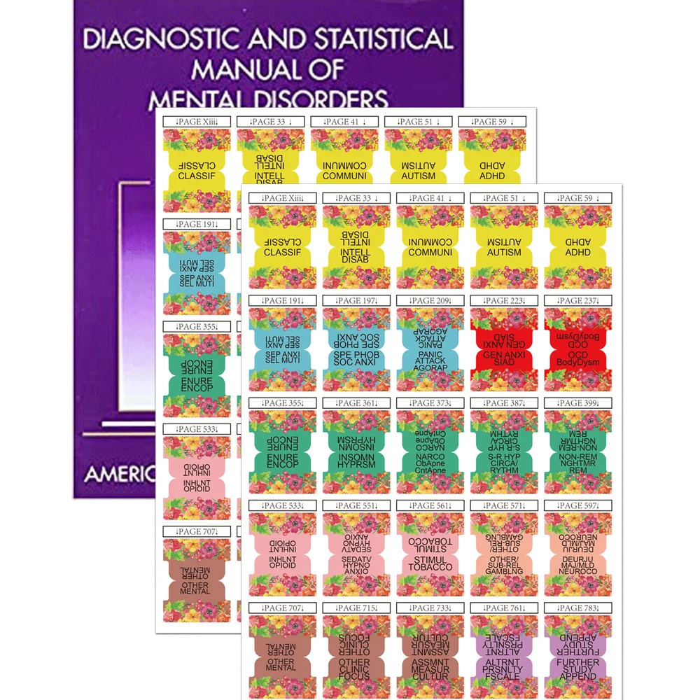 75Pcs Colorful Diagnosis Guide Tab with Page Markers 1.25x1.54 Inches Color-coded DSM Tabs  Positions Stickers