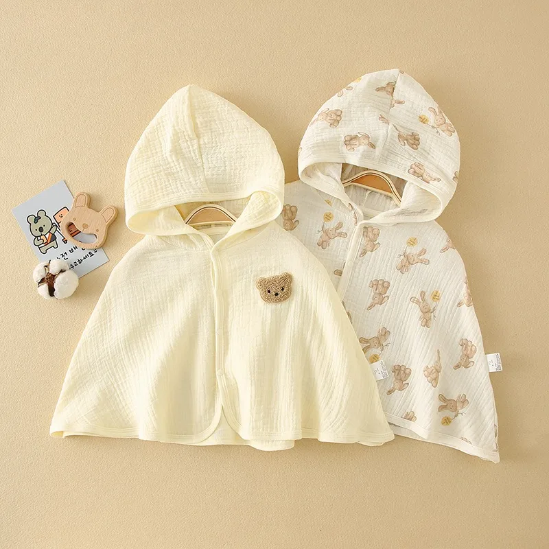 Baby Cloak Summer Sunscreen Outgoing Hooded Cloak Pure Cotton Gauze Breathable and Cute Baby Sunscreen Clothing New Summer