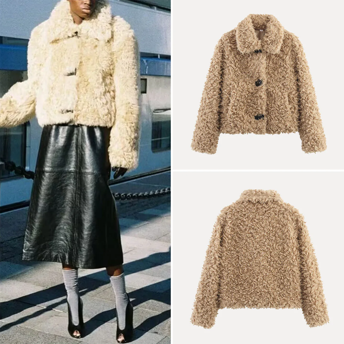 우아하고 세련된 여성용 가죽 및 모피 코트 표준 핏 중국 브랜드 Z Youth 적절한 가을 2025 스타일