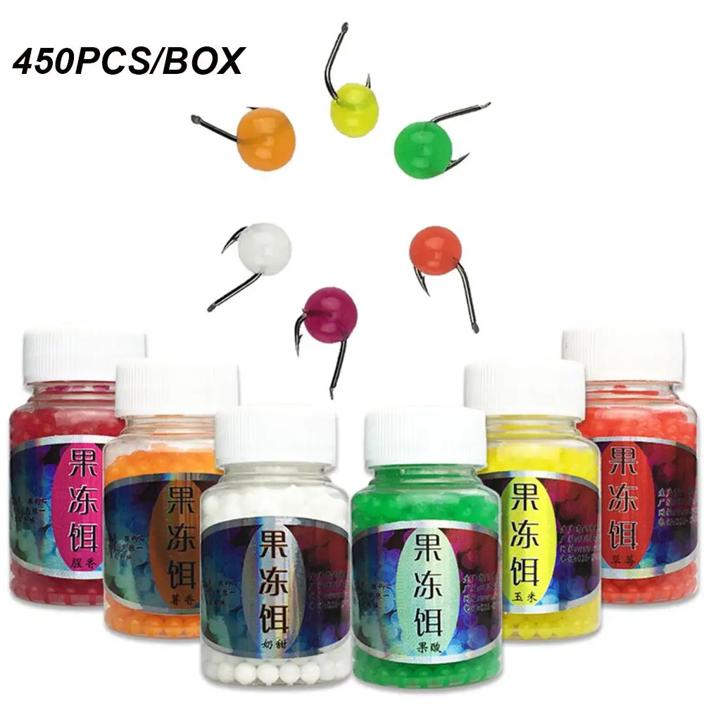 Aparejos de pesca de carpa artificiales afrutados con caja, cebo de gelatina de pesca, cuentas de sabor, Boilies de frijol, pesca de carpa