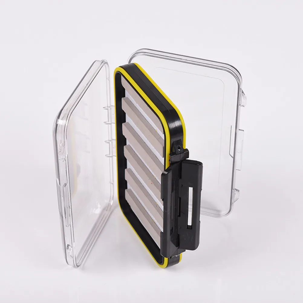 Waterproof Double Side Fly Box Transparent ABS Fishing Tackle Case Lightweight Secure Double Lock Design Micro-Slit High Density