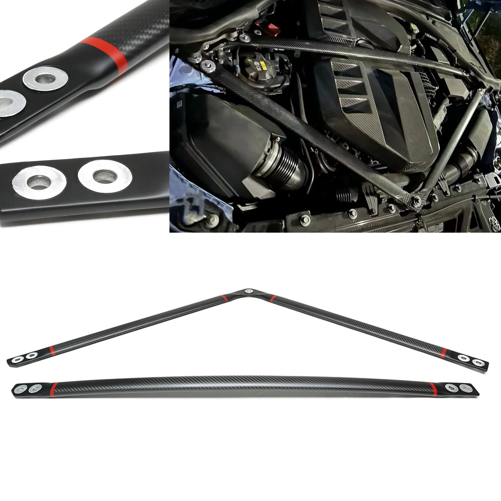 Dry Carbon Fiber Engine Strut Balance Brace Bracket Bar Balancer Beam Lever For BMW G80 M3 G82 G83 M4 2021-2024