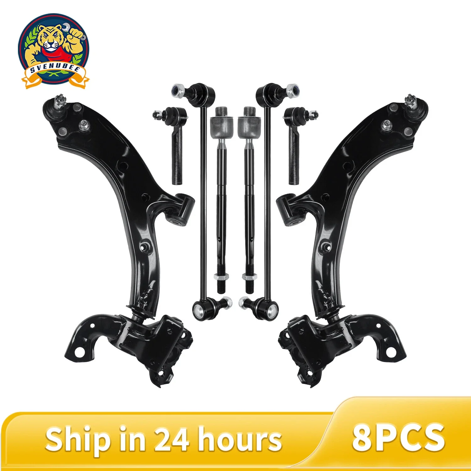 

8pcs Suspension Set Front Lower Control Arm With Ball Joint Sway Bar Inner Outer Tie Rod For Acura RDX 2007-2012