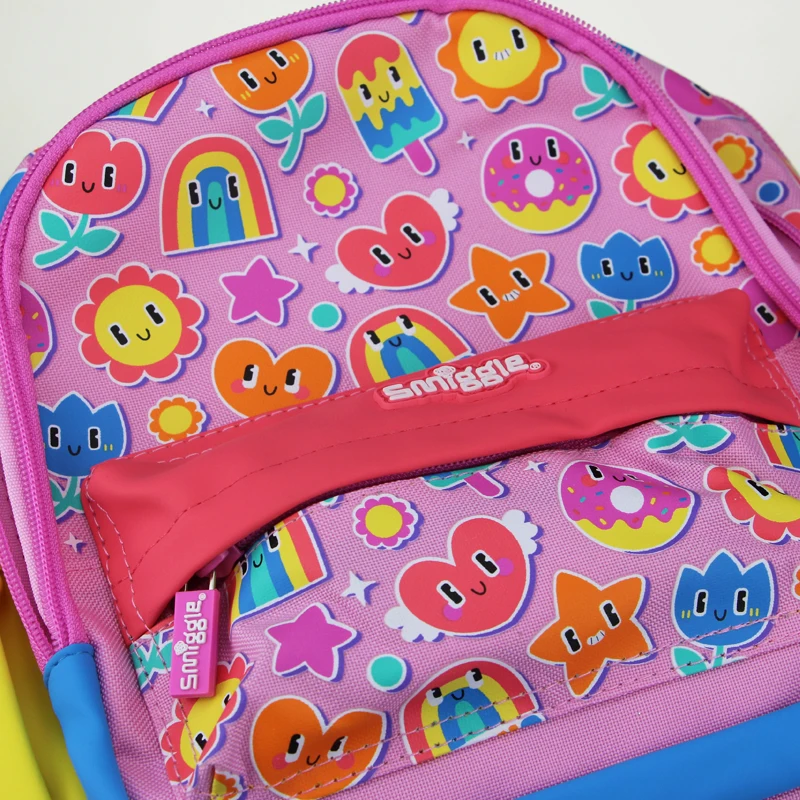 Australia smiggle original children\'s schoolbag girls backpack Smiling Rainbow cool kawaii 11 inch 1-3 years old