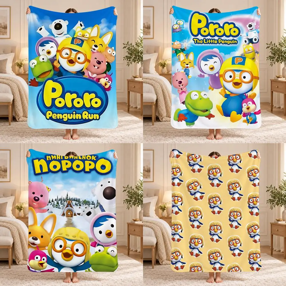 Pororo the Little Penguin Throw 240g Lightweight Flannel Blanket, Soft Skin Throw Blanket for Sofa Bedroom