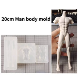 20cm Polymer Clay Doll Man Body Silicone Mold DIY Pottery Manual Model /Anime Character Outline Details Sculpture Molding Tools