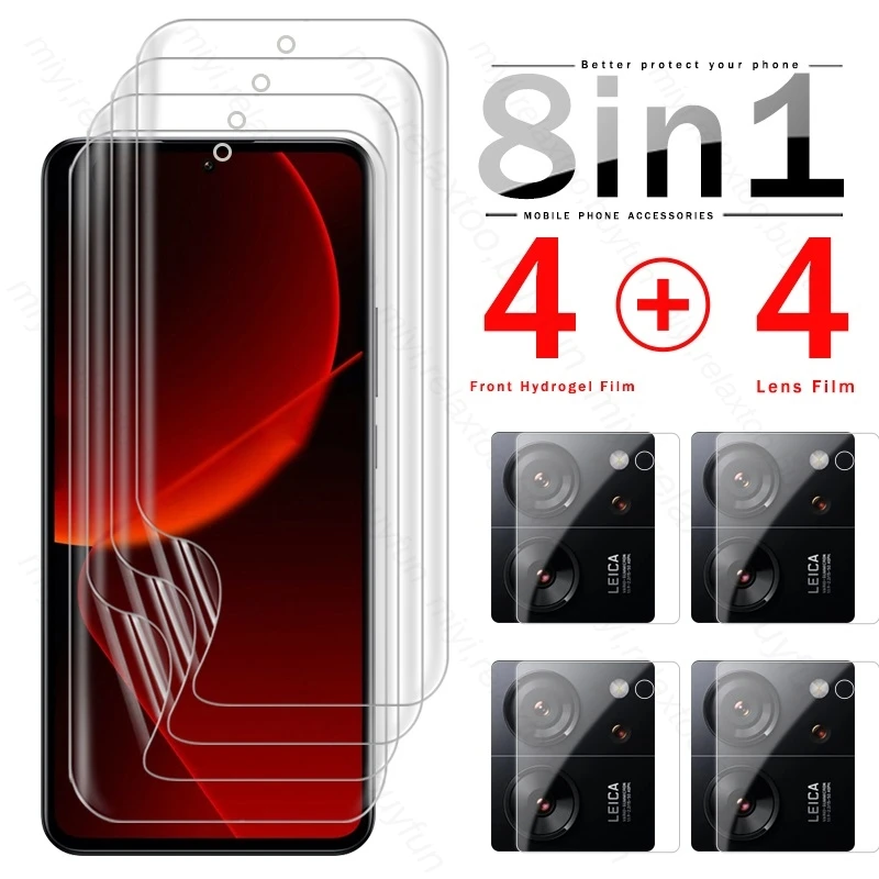 ฟิล์มไฮโดรเจลแบบนิ่ม8 in 1สำหรับฟิล์มป้องกันหน้าจอ Xiaomi 13 T PRO 5G ไม่ใช่กระจกบน Xiaomi xaiomi Mi13T Mi 13 T Pro T13กระจกกล้อง5g