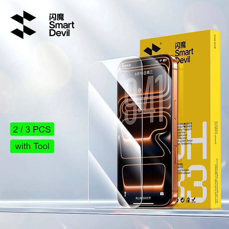 SmartDevil 2/3PCS Screen Protector for iPhone 17Pro Max 17 Borderless Tempered Glass Film for iPhone Air Anti-fingerprint Clear