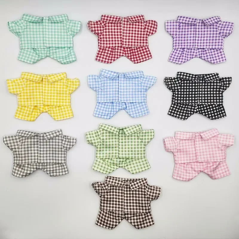 Doll Clothes for 10cm-20cm Idol Doll Outfit Accessories Checkered Shirt Pajama Suit for Super Star Dolls Toys Collection Gift