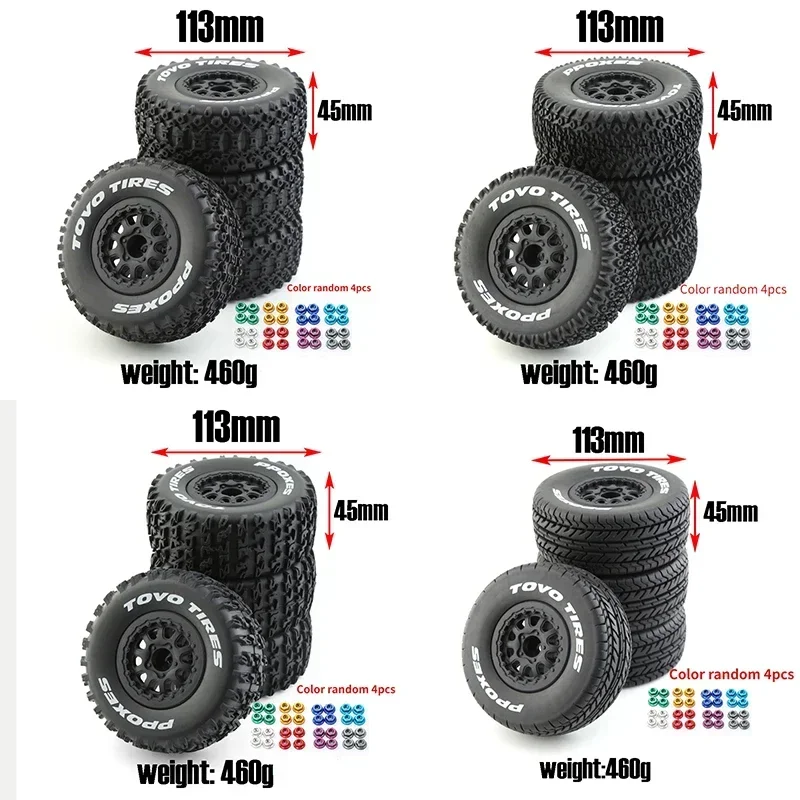 

4pcs 112mm 1/10 Short Course Truck Tires Tyre Wheel With 12mm Hex For Slash Arrma Senton HuanQi 727 Vkar 10sc Hpi Rc Car