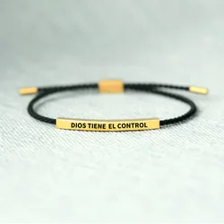 La Pulsera Inspirational Bracelets for Women, Adjustable Christian Faith Handmade Letter Braided Stainless Steel Tube Bracelet