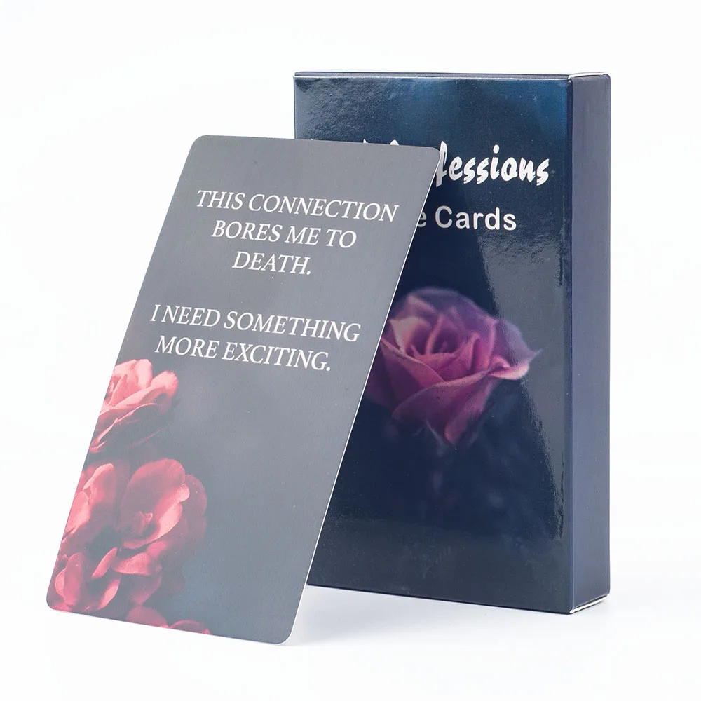 Dark Confession Oracle Cards Twin Flame Oracle Cards Love Keywords,Messages Deck, Dark Shadow 50Pcs Cards Board Playing Games