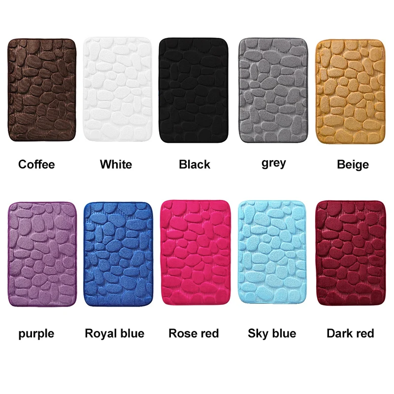 1pc Flannel Pebble Embossed Memory Foam Bathmat Water Absorbing Non Slip Floor Mat Is Soft And Comfortable Suitable For Bathroom