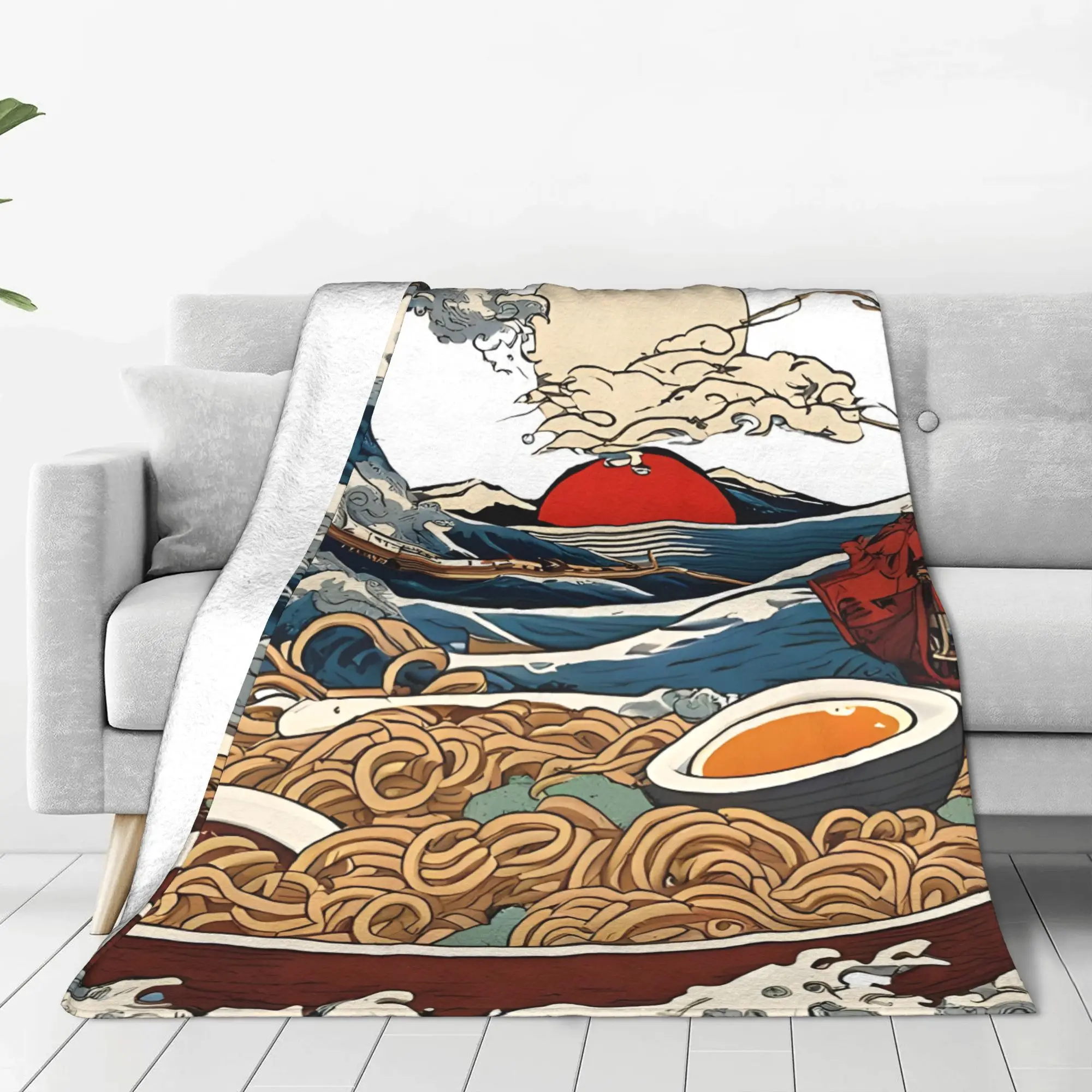 1PC Home Cute Room Decor Big Ramen Blanket Throw Blanket Kaiju Monster Novelty Warm Blanket All Season