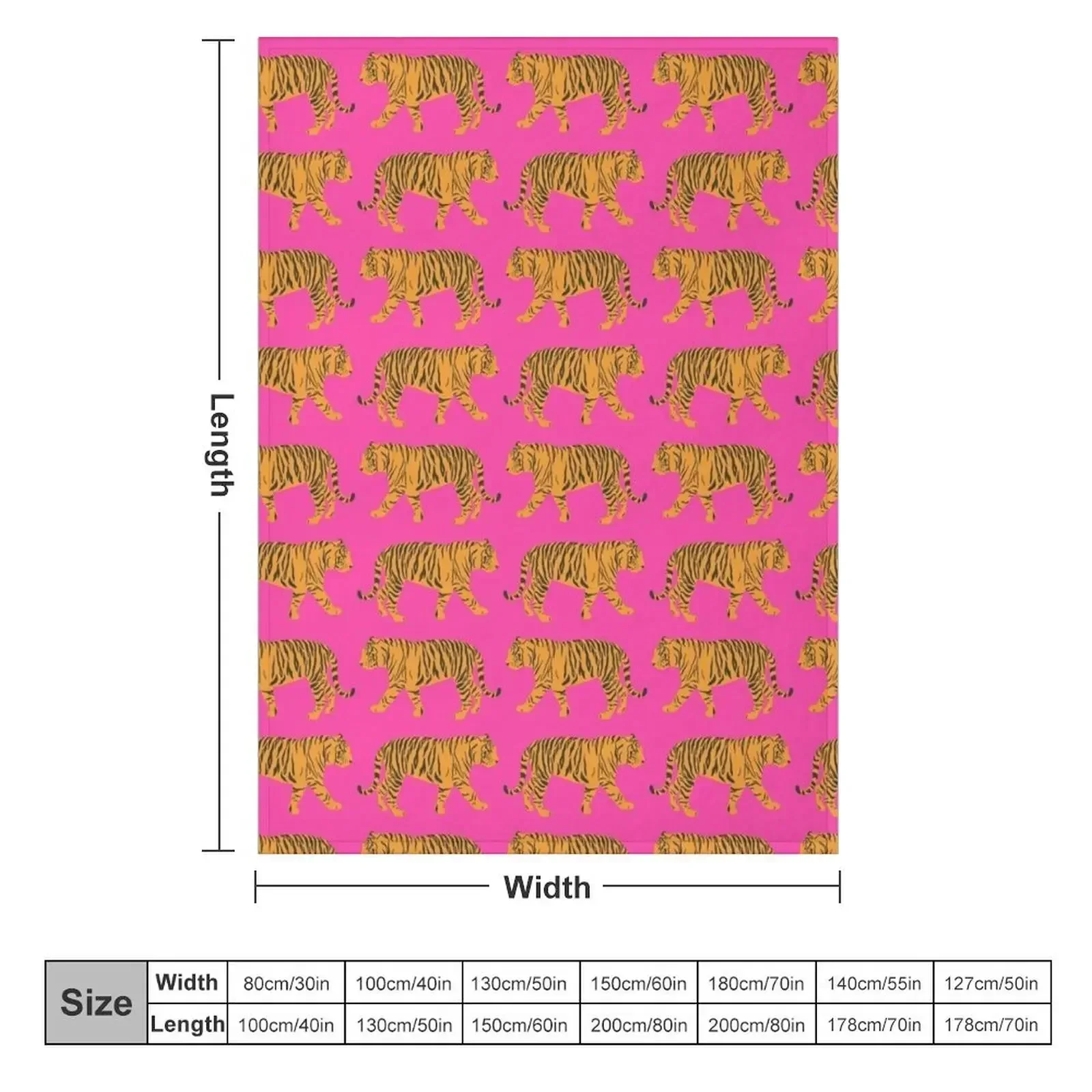 Hot Pink and Orange Bengal Indian Tiger Print Pattern Throw Blanket Plush Flannels Blankets