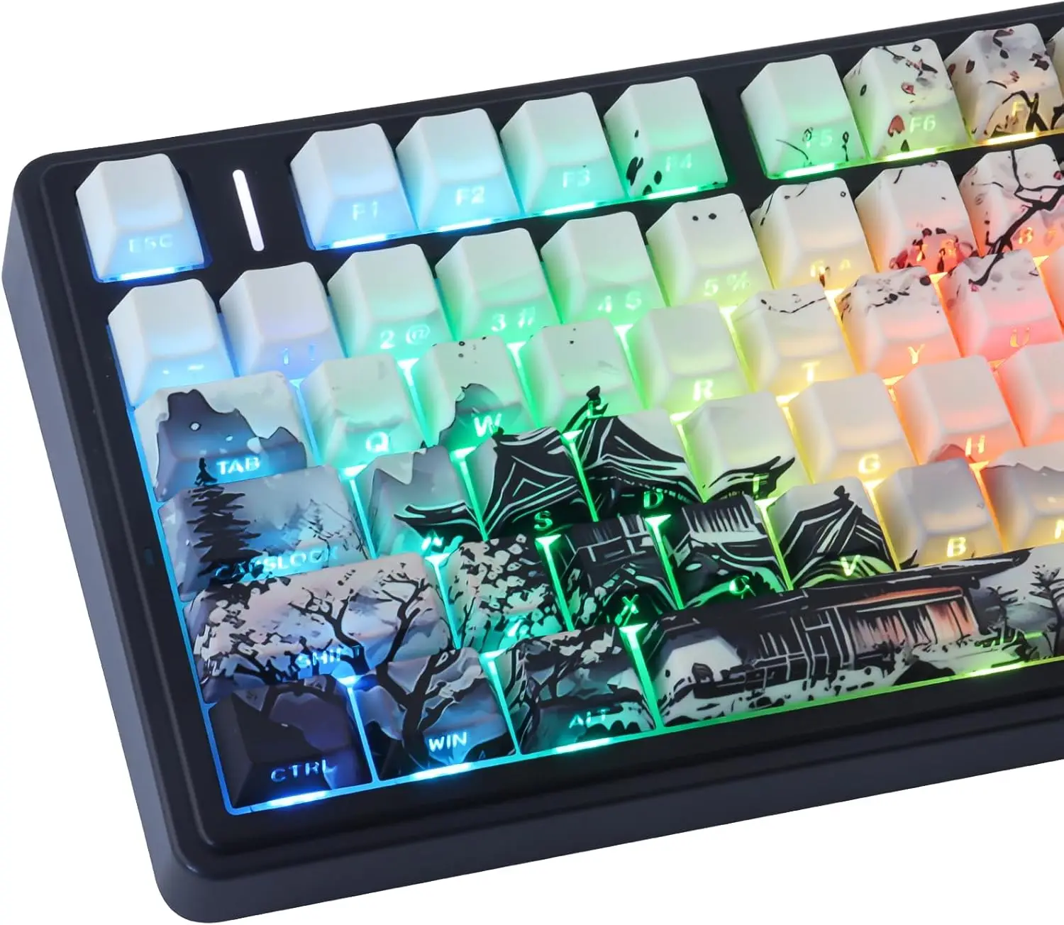

130 Key Ink Art PBT Keycaps Cherry Profile Side-Legend Shine-Through Dye-Sublimation for 60% 65% 75% 100% Cherry MX Mechan
