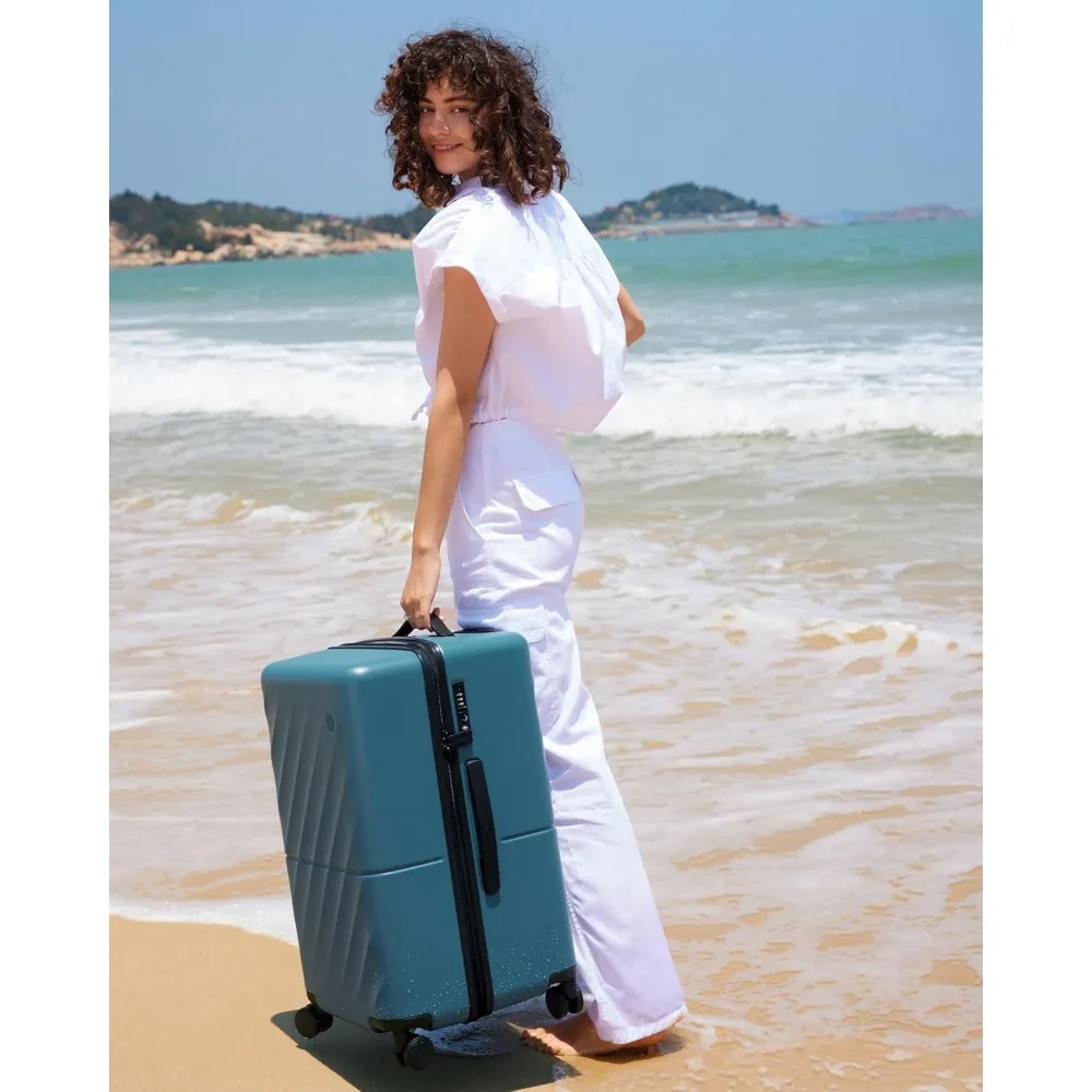 Medium 26 Inch Hard Case PC Suitcase with Double Spinner Wheels, Anti-Burst Zipper, Lightweight Luggage for Travel