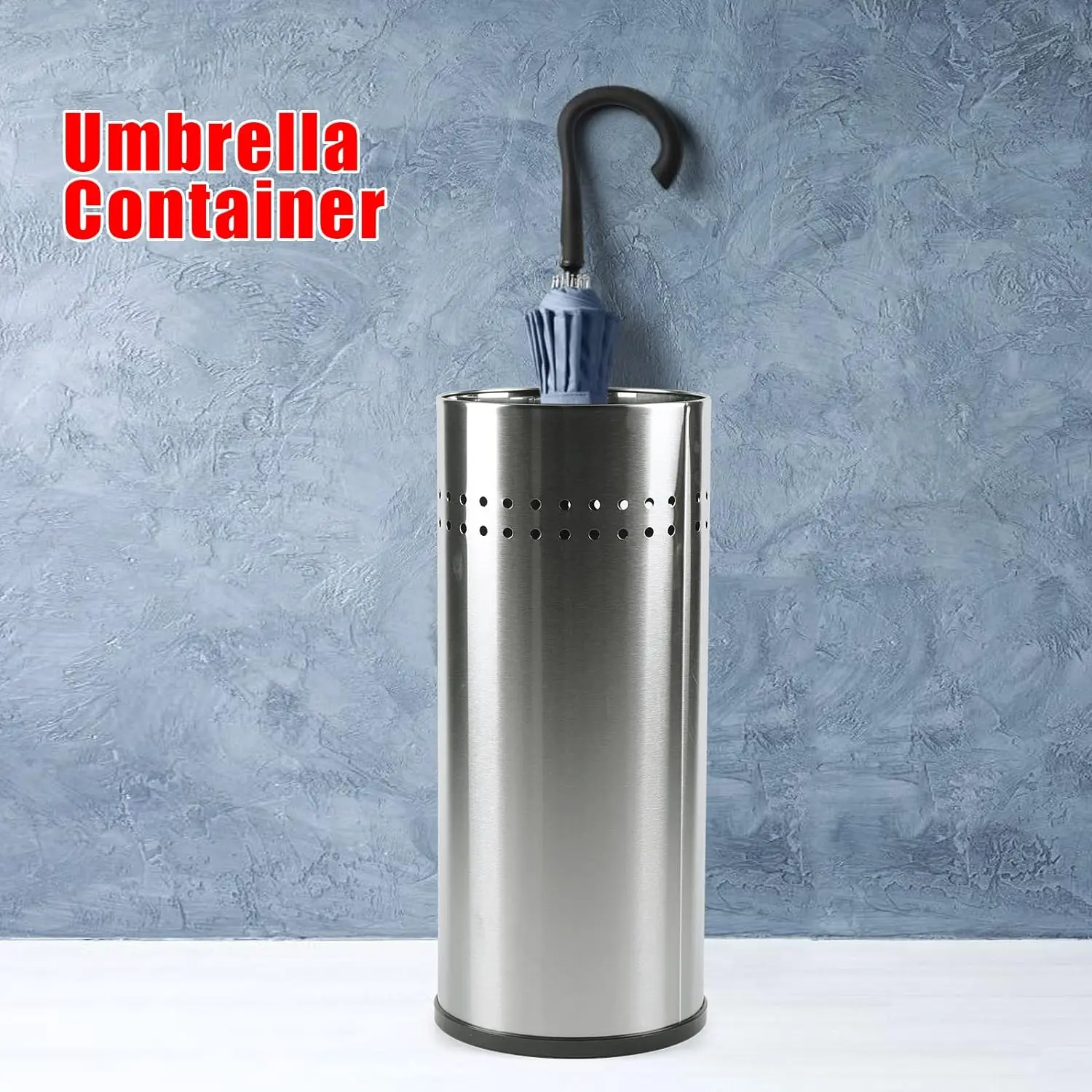 Stainless Steel Umbrella Holder Stand for Entryway, Umbrella Bin with Rubber Bottom for Canes Walking Sticks Umbrellas