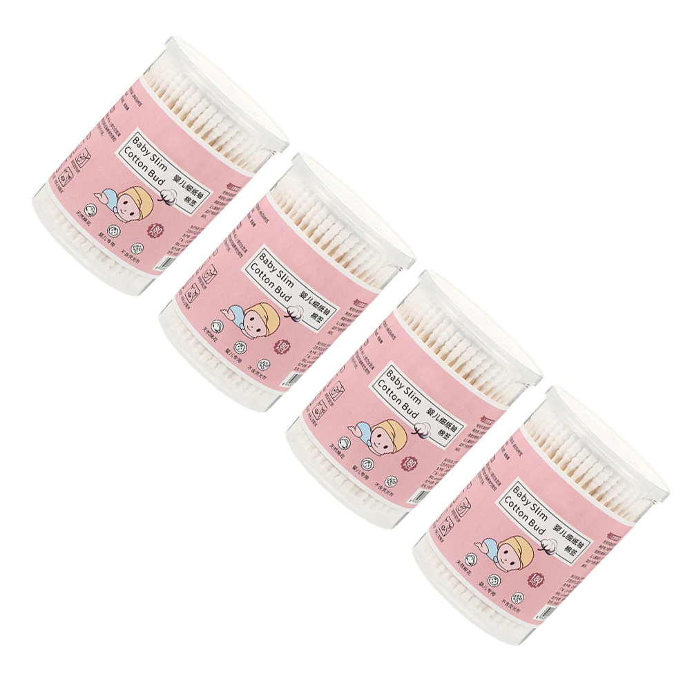 

720pcs 4 Boxes Swabs Spiral Absorbent Safety Cotton Swabs Makeup Ear Cleaning Multifunction Hygiene