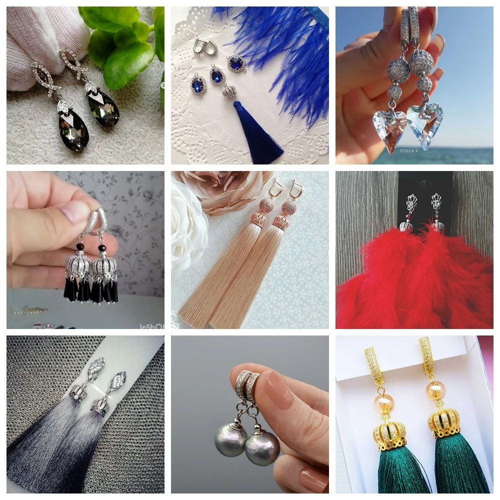 Juya Luxury Zircon Series DIY Earring Findings Handmade Earrings Clasps Hooks Fittings For Jewelry Making Accessories