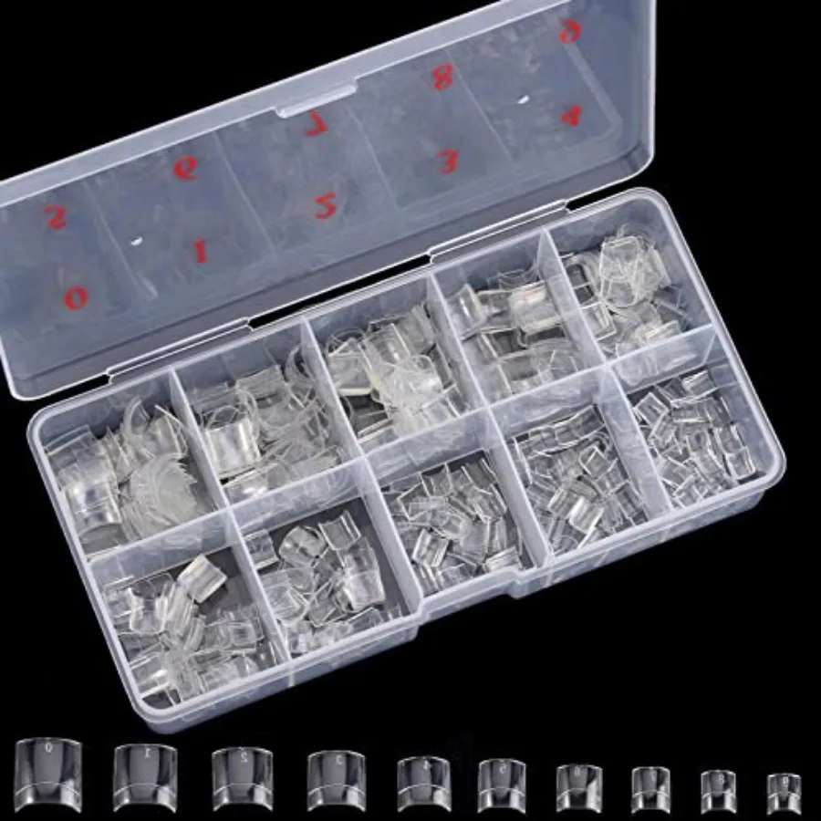 Square Nail Tips Half Cover 500Pcs Acrylic Nails French Short False Nails with Box