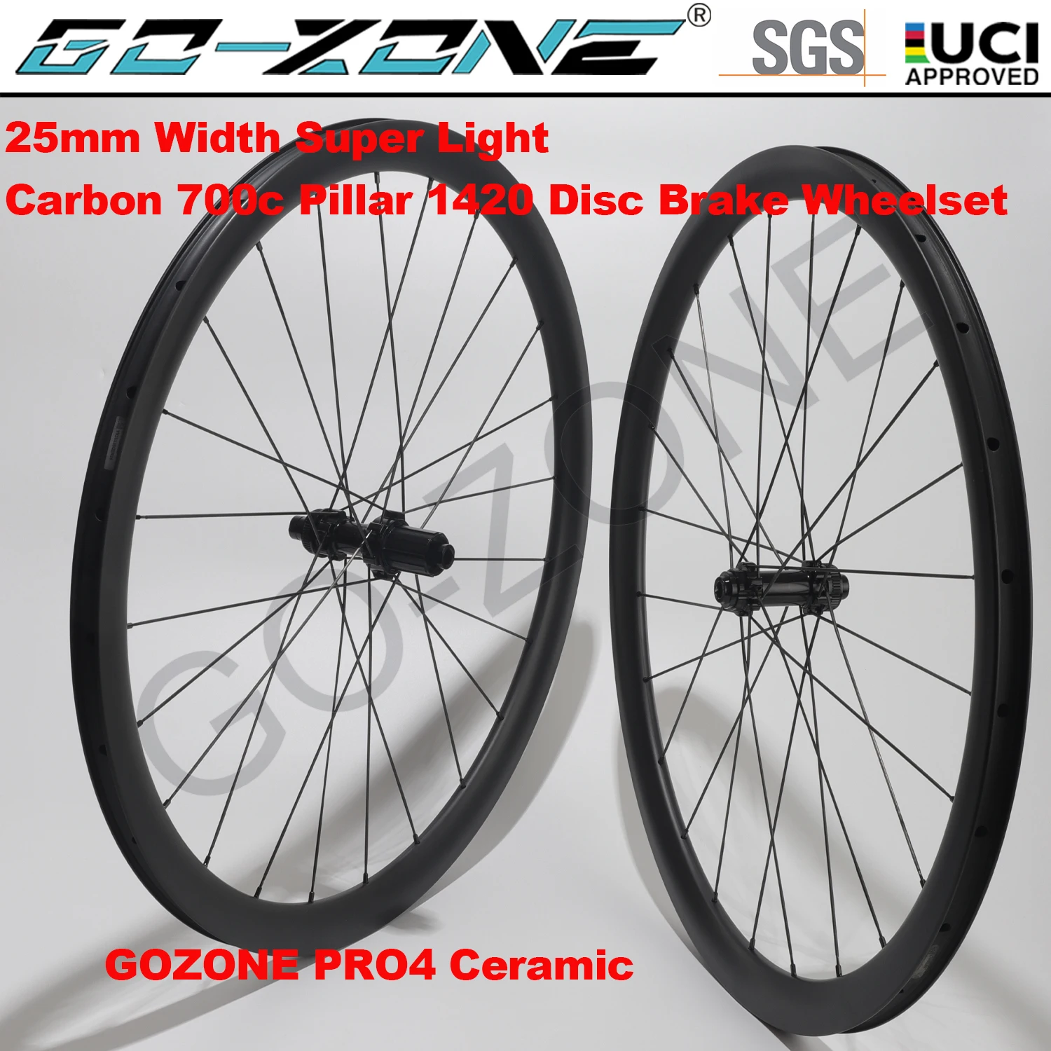 Factory Outlet Super Light Clincher Tubeless Carbon Wheelset Disc Brake 700c GOZONE PRO4 Ceramic Pillar 1420 Carbon Road Wheels