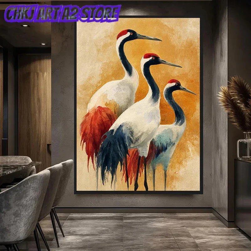 Crane Bird Japanese Crane Minimalist Natural Animal Poster and Prints Canvas Painting Wall Art Pictures Home Decor Cuadros