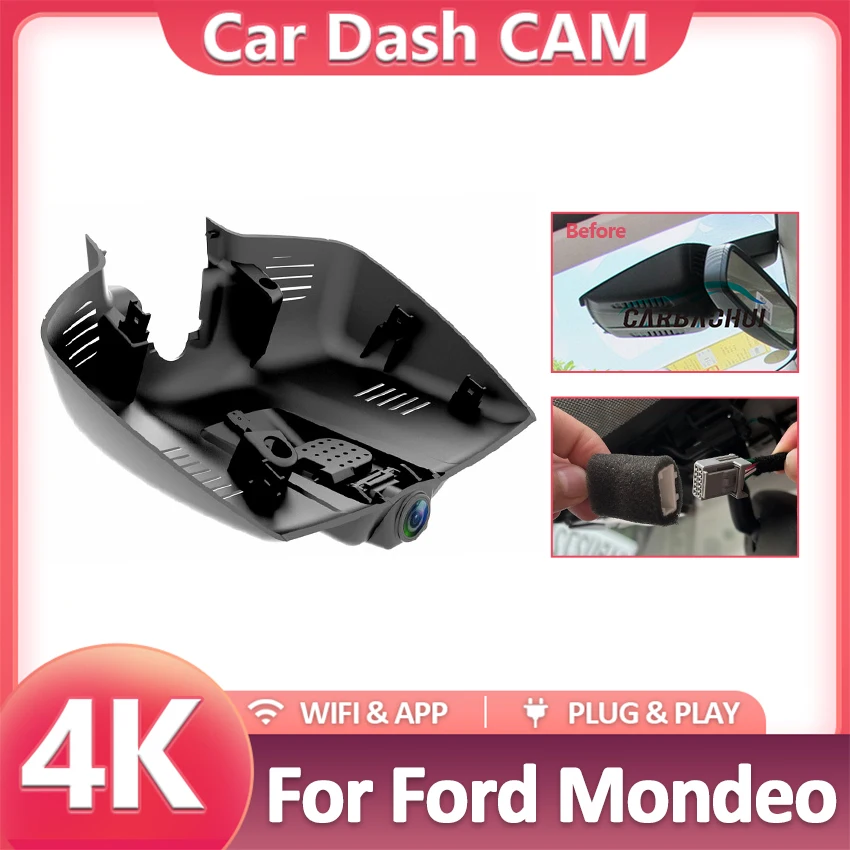 UHD 4K 2160P Plug and Play WIFi Car DVR Video Recorder Dual Lens Dashcam For Ford Mondeo MK5 Fusion High Vesion 2015-2019