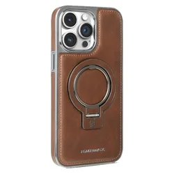 For Magsafe IPhone 16 15 14 13 Pro Max Case Luxury PU Leather Magnetic Stand Phone Wireless Charging Shockproof Cover Accessory