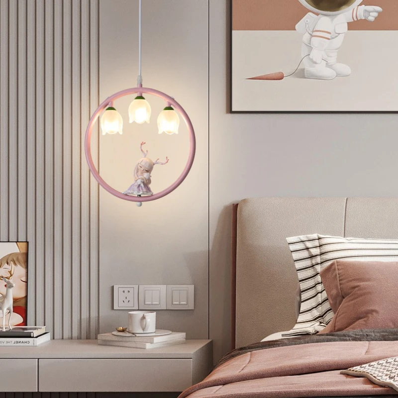 Cute Little Girl Pendant Lights Princess Room Bedside Lamp Cartoon Modern Children Room Girl Bedroom Decor Small Suspended Lamps