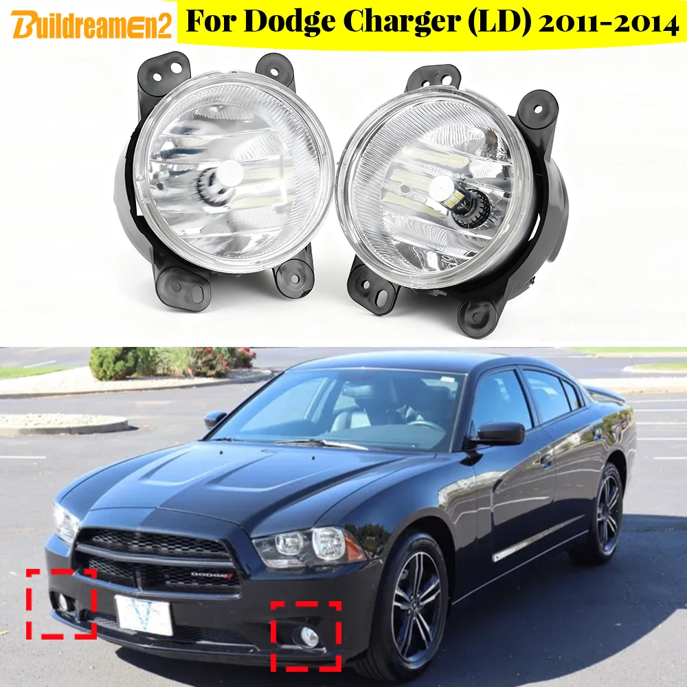 2 × سيارة LED الضباب ضوء الجمعية النهار مصباح جيد الإضاءة ل شاحن دودج (LD) 2011 2012 2013 2014 (لا تناسب نموذج SRT-8)