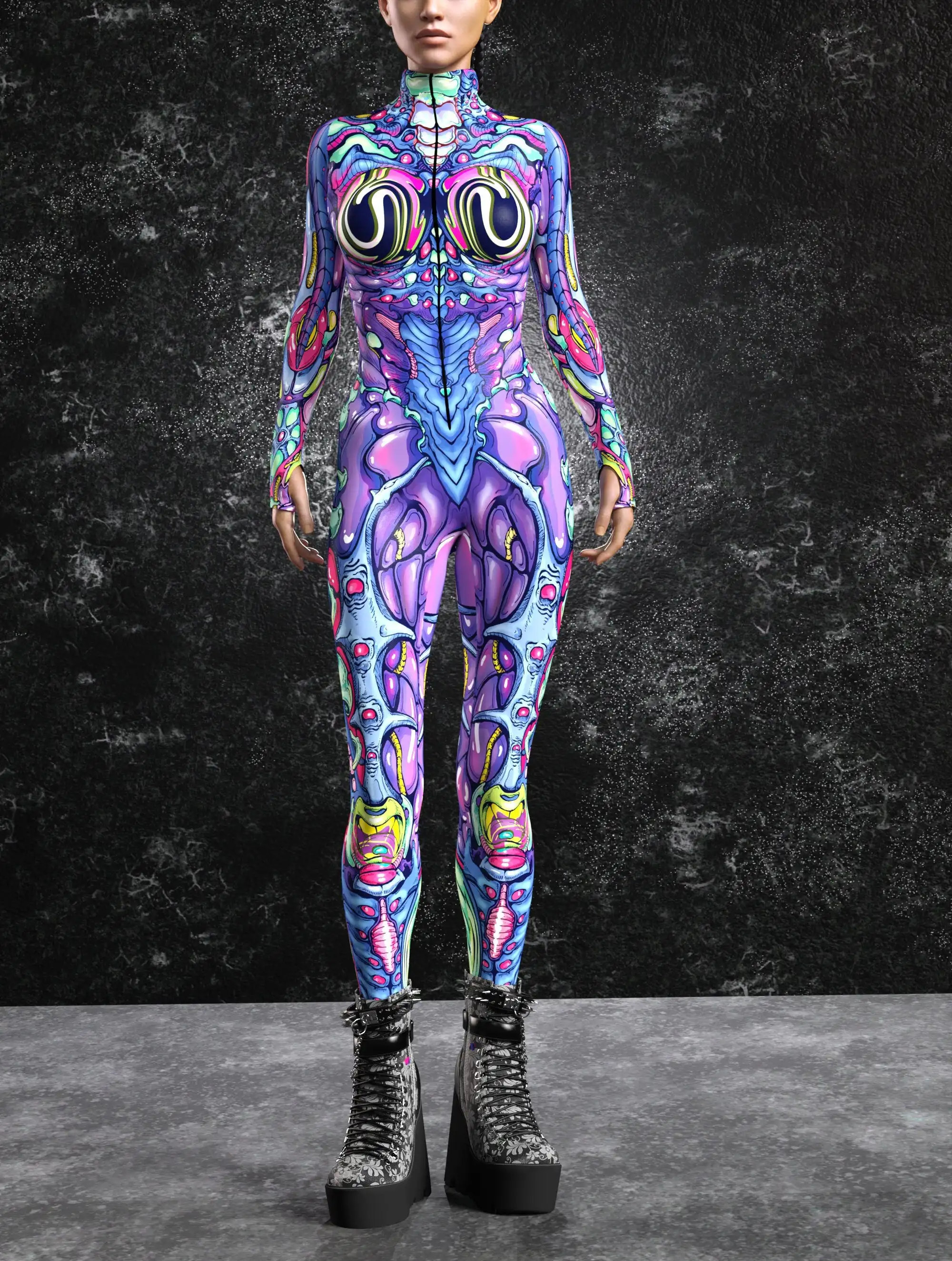 Paar Bug Kostuum Cosplay Jumpsuit vrouwen Mannen Print Catsuit Vakantie Maskerade Partij Zentai Pak Unieke Rave Outfit