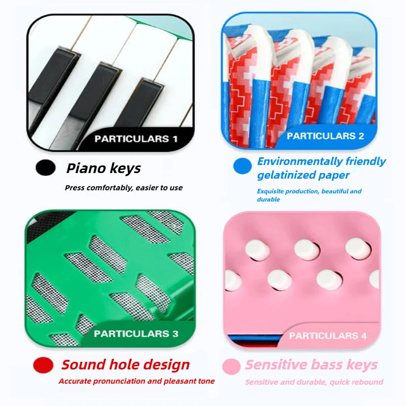 الأكورديون الصغير المهنية 17 مفاتيح 8 باس الأكورديون المحمولة للأطفال الأكورديون الموسيقى التعليم المبكر لوحة المفاتيح أداة #5