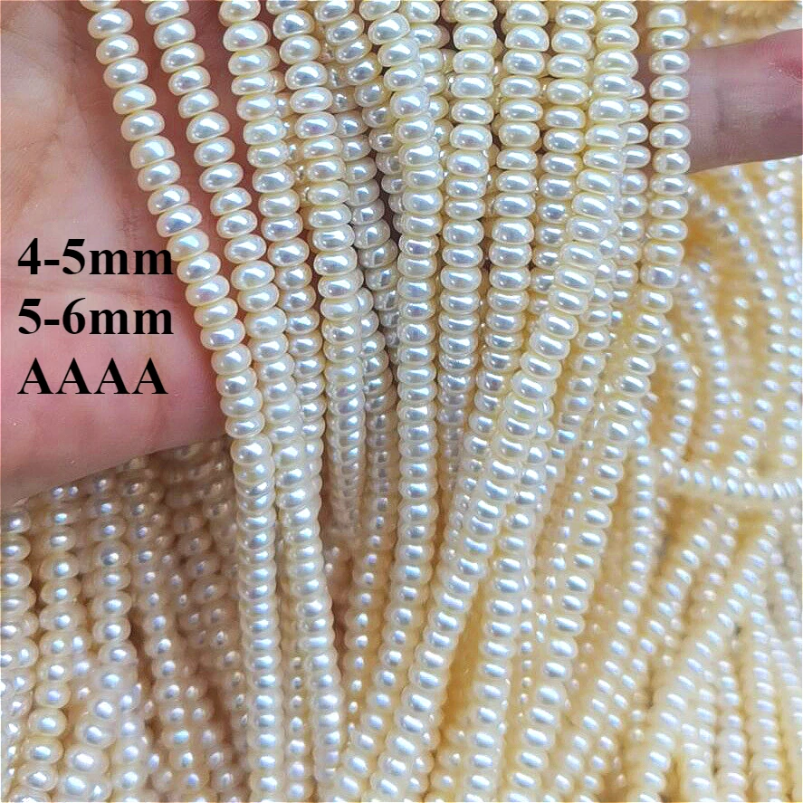 4-5mm 4A Pearlescent Natural Freshwater White Pearl Flat Polished Waxy Bead Gift Jewelry Make DIY Necklace Bracelet Accessories